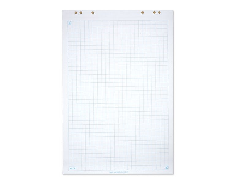 Elco Flipchart-Block 73539.19 – 67 × 99 cm, 20 Blatt/Block, 5 Blöcke, kariert, weiss, Papier, perforiert