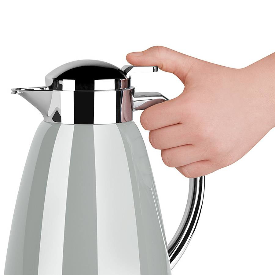 EMSA Thermoskanne CAMPO – 1 l, Ø 15,2 cm, Edelstahl 18/10/Glas, Grau, Schraubverschluss, vakuumisoliert