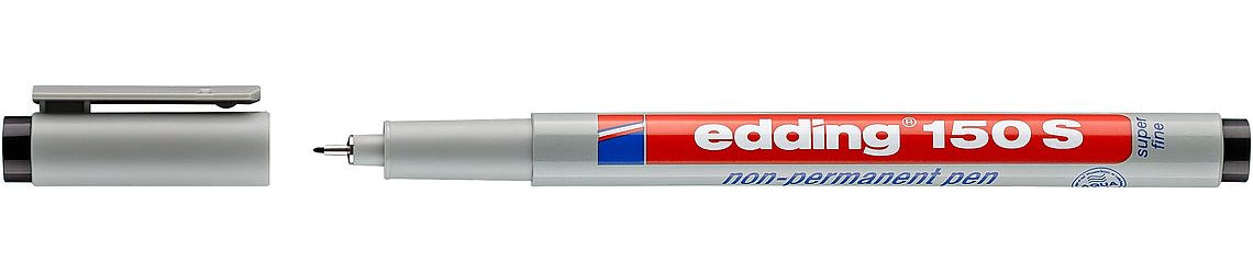 Edding Non-Permanent-Marker 150 S – superfein 0,3 mm – schwarz – feucht abwischbar