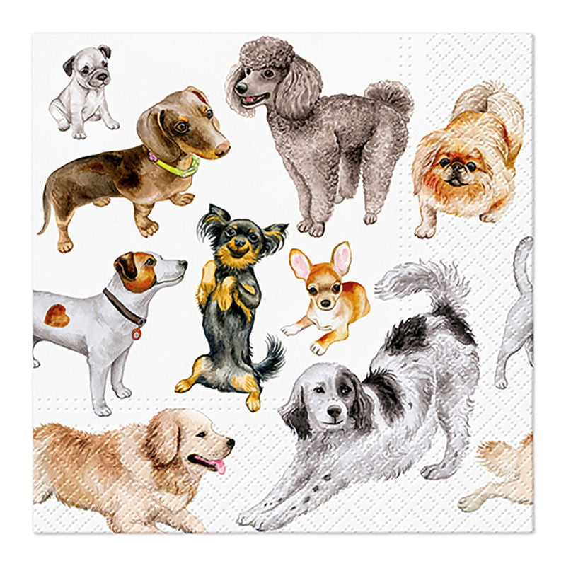 G. Wurm Servietten Hund – 33 × 33 cm, 3-lagig – 20 Stück