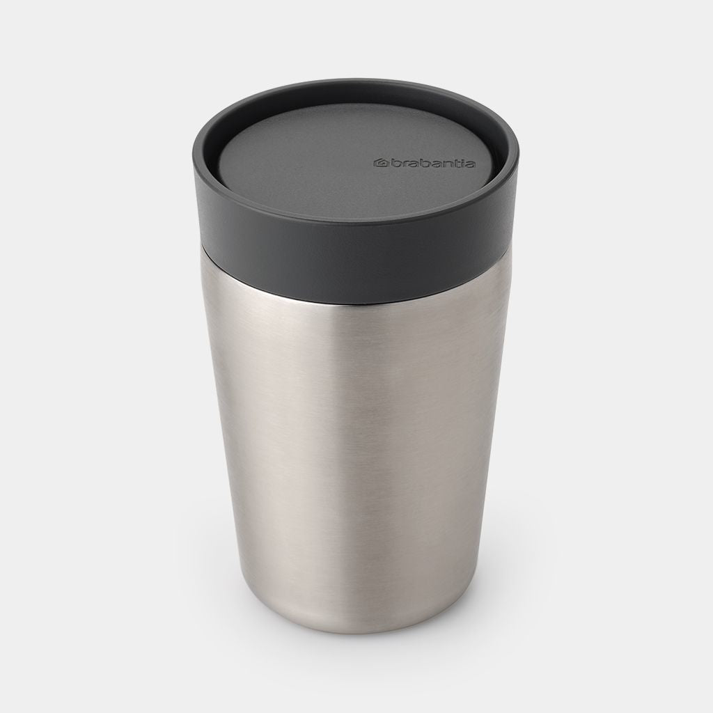 Brabantia Make & Take Thermobecher 200 ml – Doppelwandig 3 h heiss/6 h kalt, Edelstahl, Schraubdeckel