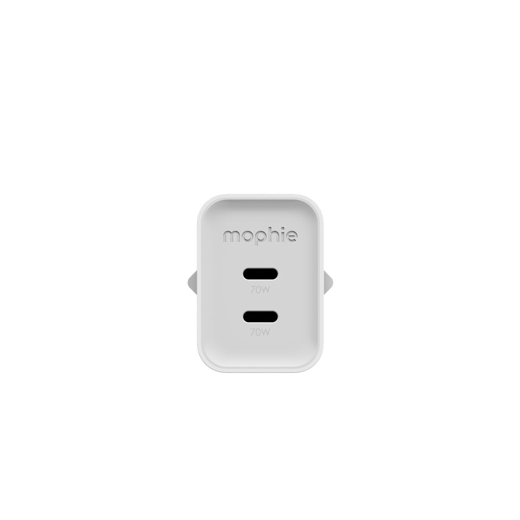 mophie Speedport 70 USB-Ladegerät 70 W – USB-C×2 – PD, GaN, EU-Stecker (Typ C) – Weiss