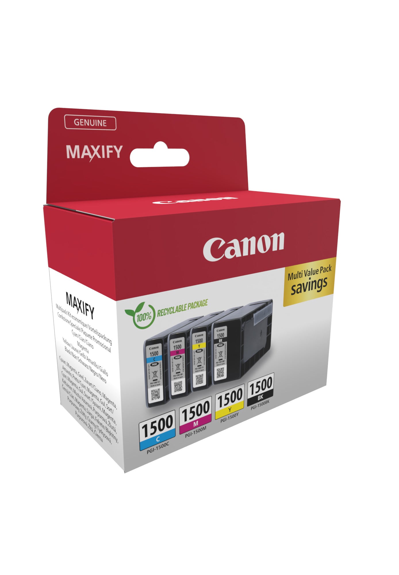 Canon Tintenpatronen-Multipack PGI-1500, CMYK, 4er-Pack