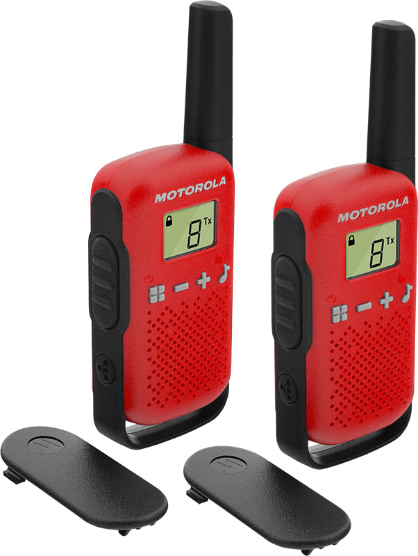 Motorola TALKABOUT T42 – Funkzubehör, Funkgerät, 2er-Set, Schwarz/Rot