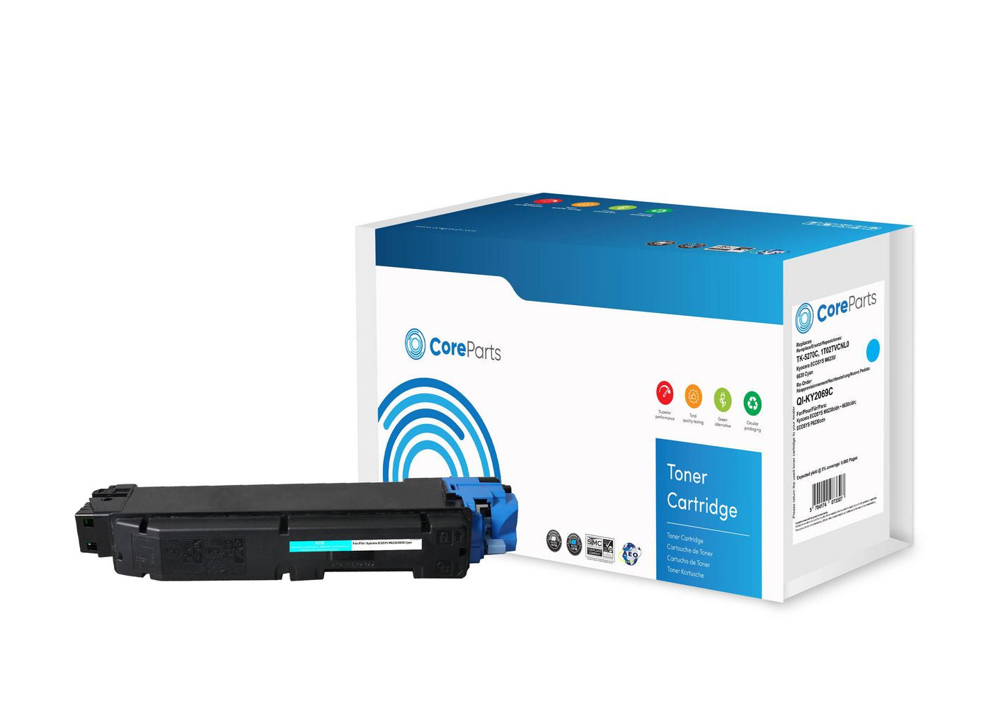 CoreParts Toner TK5270C-NTR – cyan, 6000 Seiten – für Kyocera ECOSYS M6230/M6630