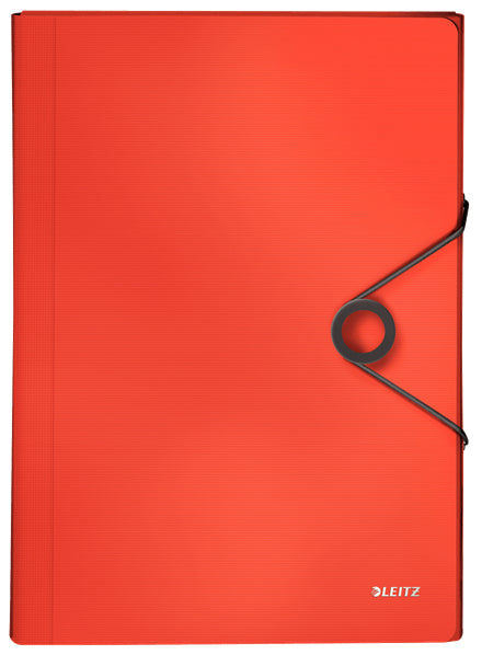 Leitz Fächermappe Solid A4 – 5 Fächer, Gummiband, Polypropylen (PP), Rot, bis 250 Blatt