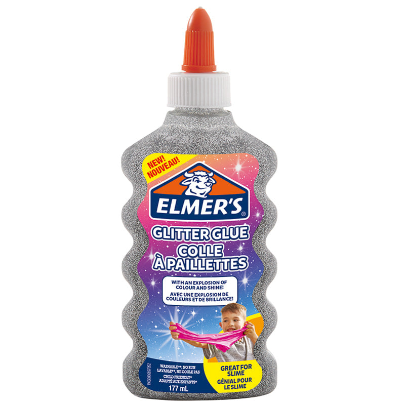Elmer's Glitzerkleber – Silber – 177 ml – Auswaschbar, Geruchsarm – Für Basteln