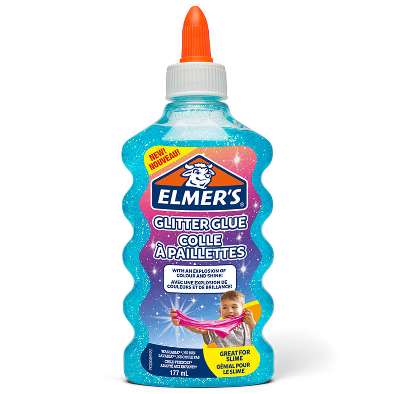 Elmer's Glitzerkleber – Blau – 177 ml – Auswaschbar, Geruchsarm – Für Basteln