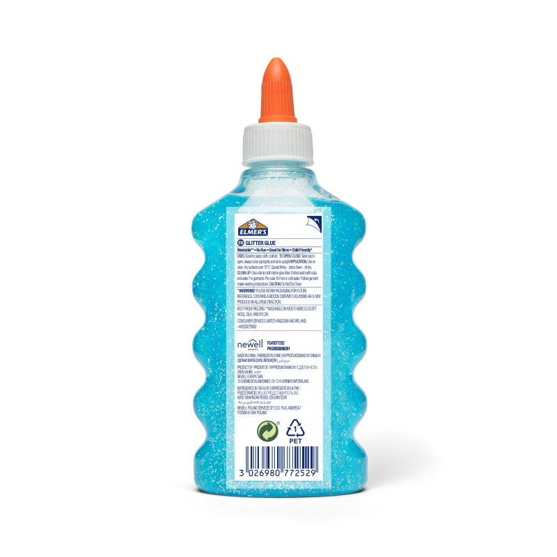 Elmer's Glitzerkleber – Blau – 177 ml – Auswaschbar, Geruchsarm – Für Basteln