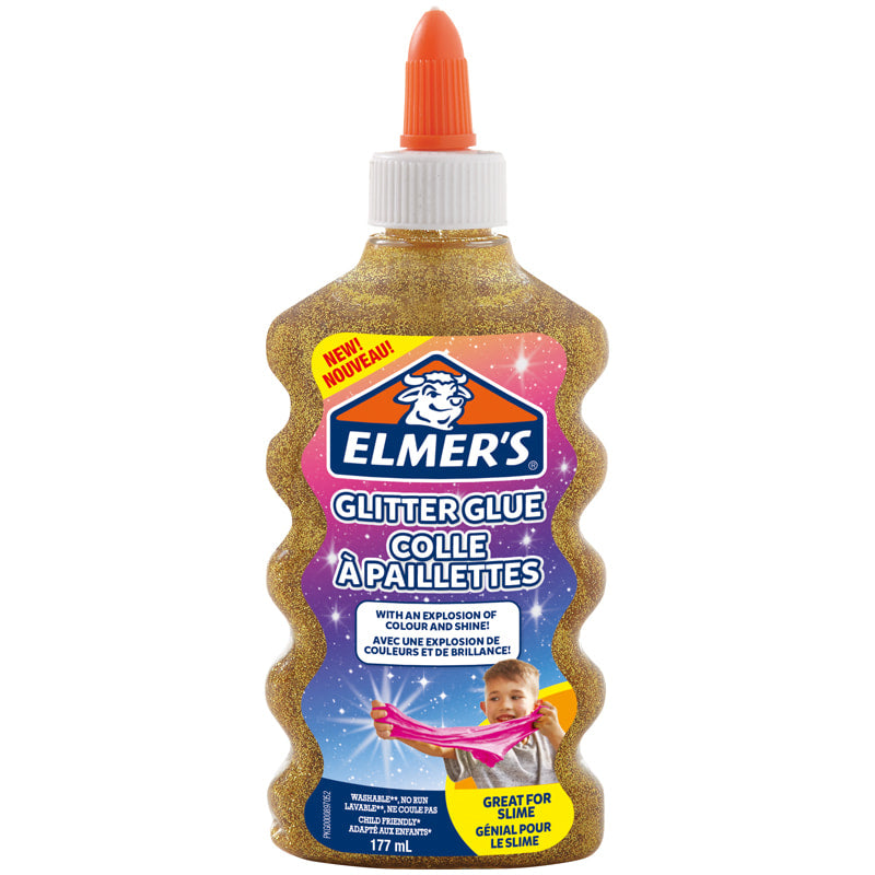 Elmer's Glitzerkleber – Gold – 177 ml – Auswaschbar, Geruchsarm – Für Basteln
