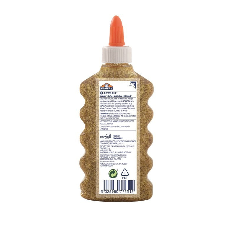 Elmer's Glitzerkleber – Gold – 177 ml – Auswaschbar, Geruchsarm – Für Basteln