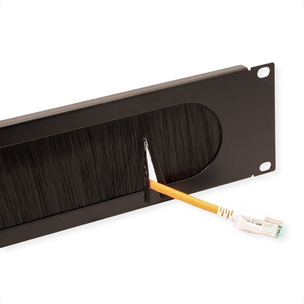 VALUE Rangierpanel 19" 2U, Bürstendichtung, Metall – Schwarz