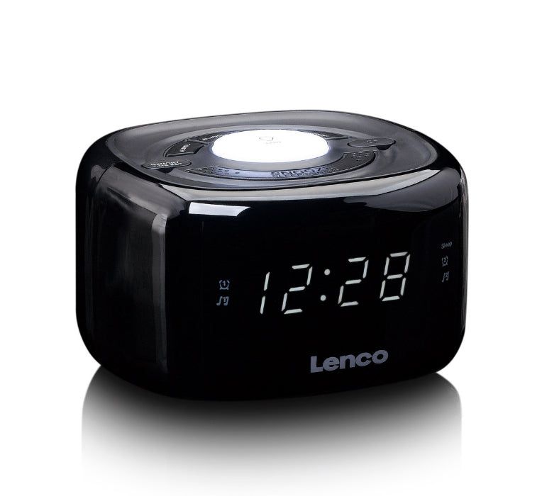 Lenco CR-12BK – Radiowecker UKW, 2 Weckzeiten, LED-Display, Nachtlicht – Schwarz