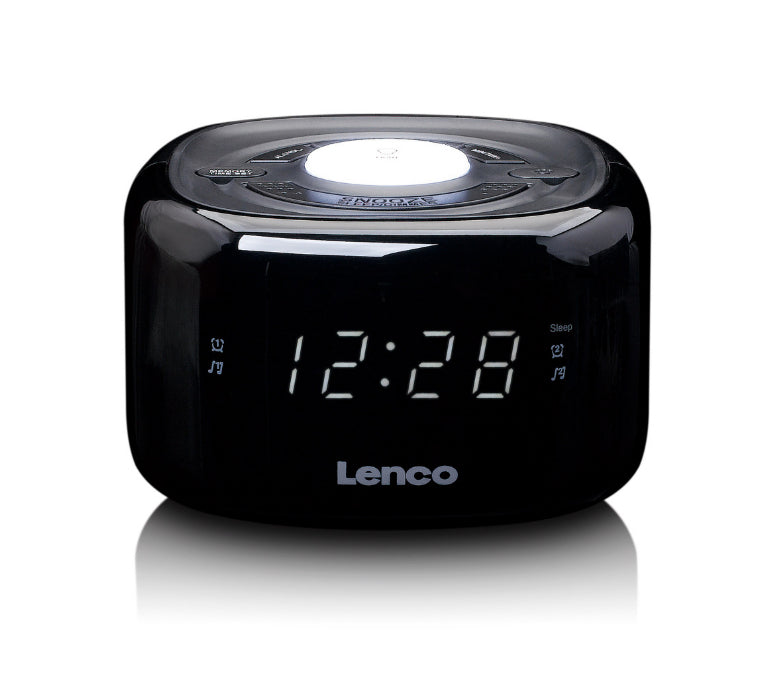 Lenco CR-12BK – Radiowecker UKW, 2 Weckzeiten, LED-Display, Nachtlicht – Schwarz