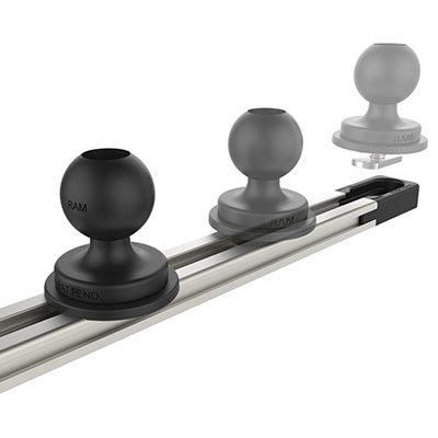 RAM Mounts RAM-TRACK-EXA-5 – Montagezubehör (Aluminium/Komposit-Schiene 5"), inkl. Endkappen, Schwarz/Silber