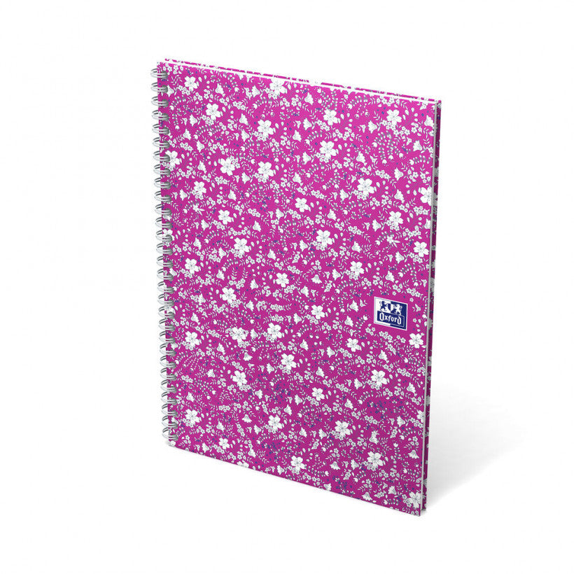 Oxford Collegeblock B5, liniert, Spiralbindung, 60 Blatt, perforiert, 90 g/m² – floral, für SCRIBZEE App