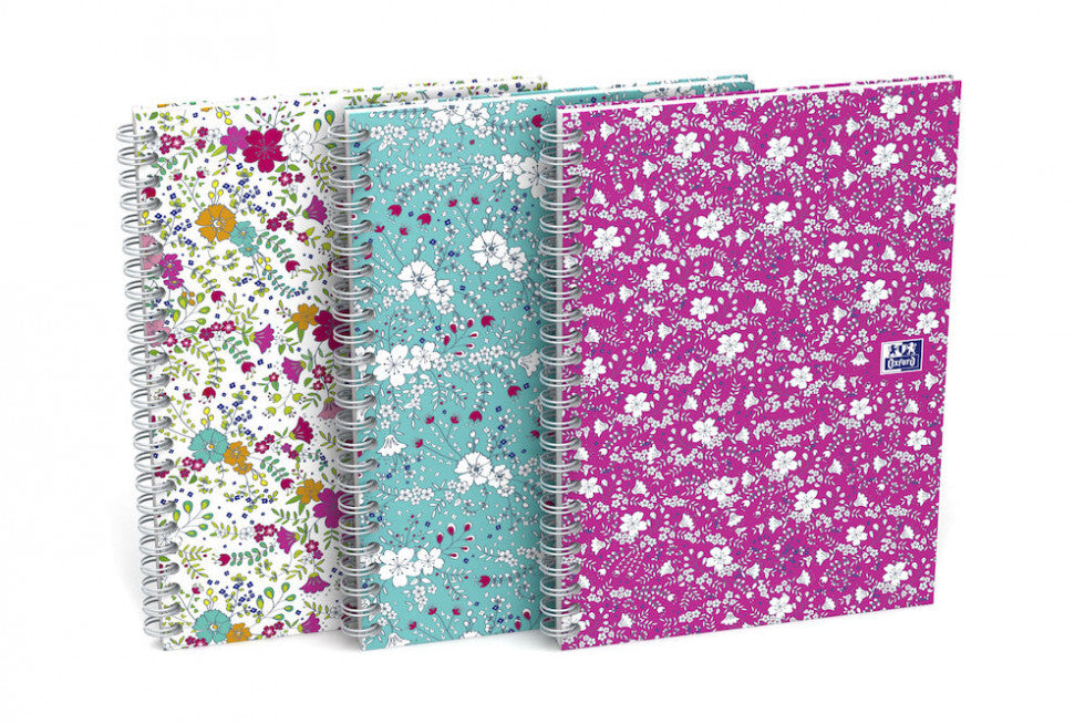 Oxford Collegeblock, Spiralbindung, Softcover, 60 Blatt, perforiert, 90 g/m² – floral, für SCRIBZEE App