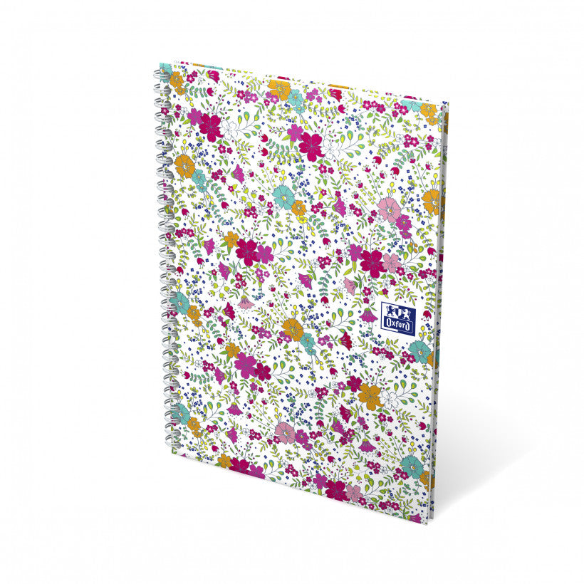 Oxford Collegeblock B5, liniert, Spiralbindung, 60 Blatt, perforiert, 90 g/m² – floral, für SCRIBZEE App
