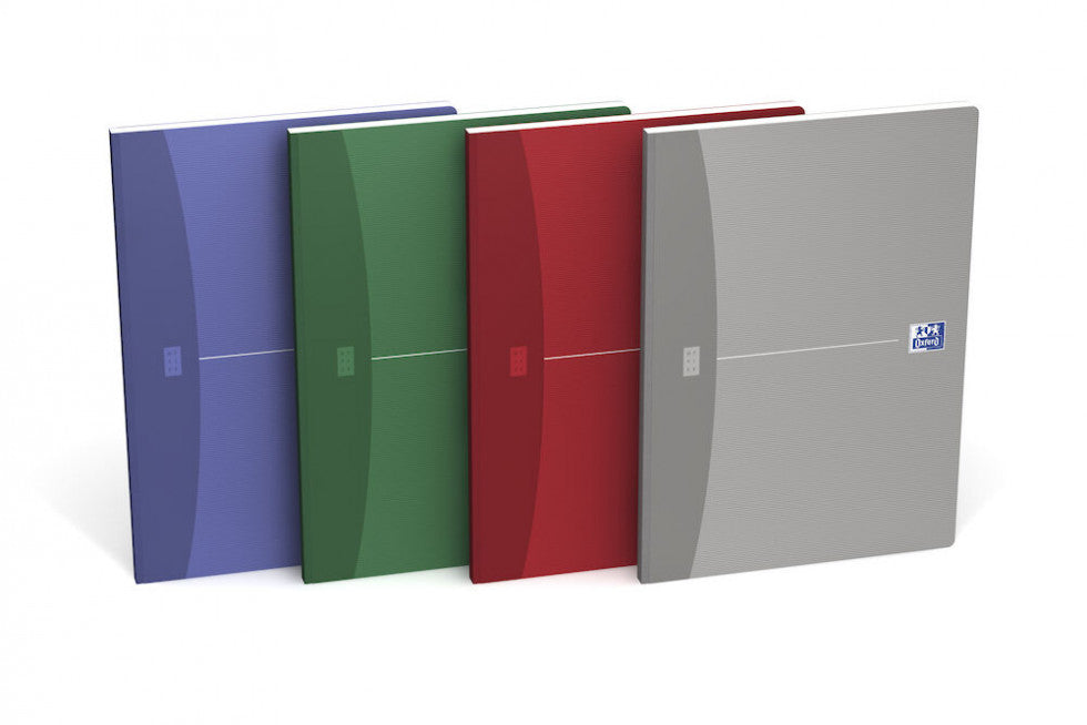 Oxford Notizheft, Fadenheftung, Karton, 192 Seiten, 90 g/m² – sortiert (lavendelblau, grün, rot, silber)