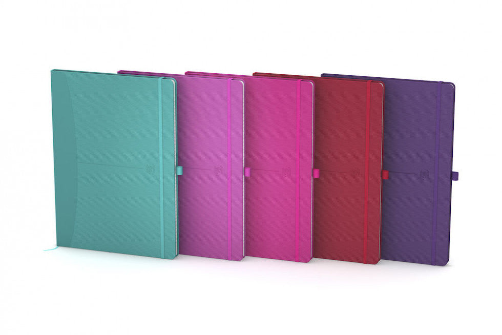 Oxford Notizbuch – B5 – Hardcover, Gummiband, Lesezeichenband – Pink, Violett, Fuchsie, Rot – 5 Stück