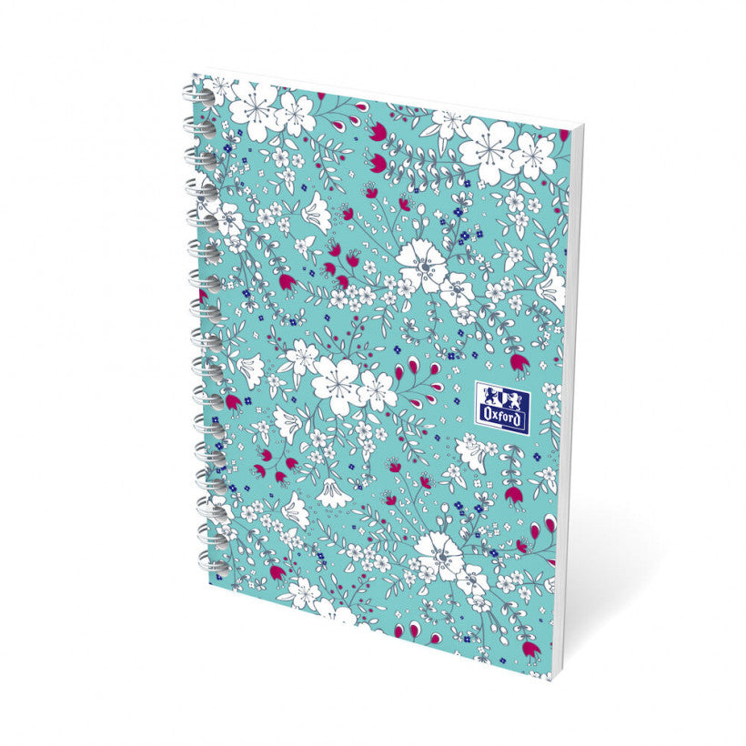 Oxford Collegeblock A6, kariert, Spiralbindung, 50 Blatt, perforiert, 90 g/m² – Floral, für SCRIBZEE App