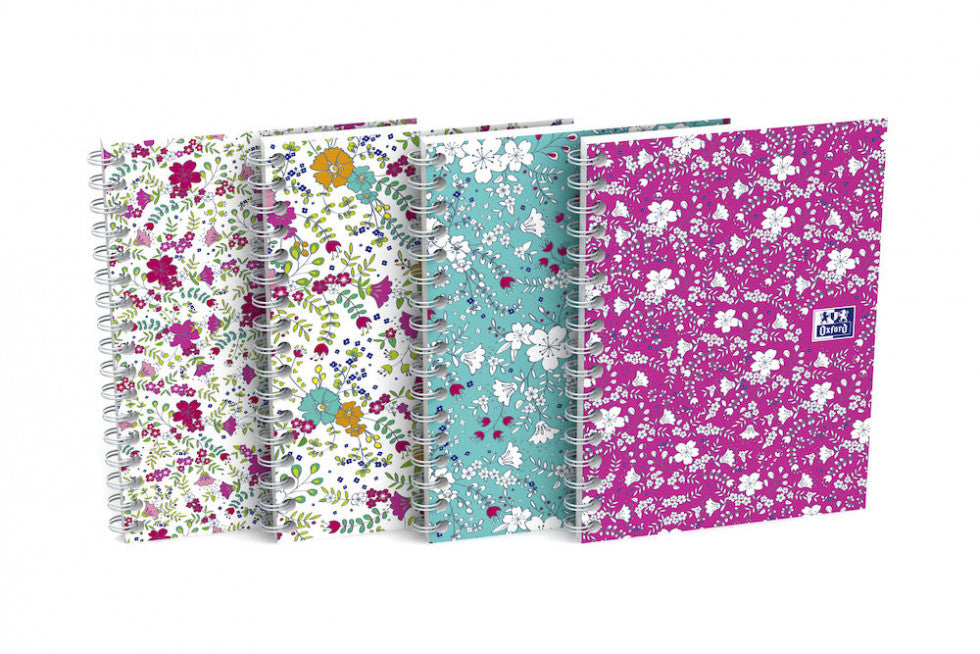 Oxford Collegeblock A6, kariert, Spiralbindung, 50 Blatt, perforiert, 90 g/m² – Floral, für SCRIBZEE App
