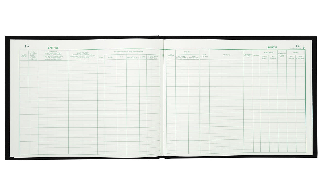 Exacompta Register 'Bewegliche Gegenstände für Garagisten' – 320 × 240 mm – 100 Seiten, 110 g/m²