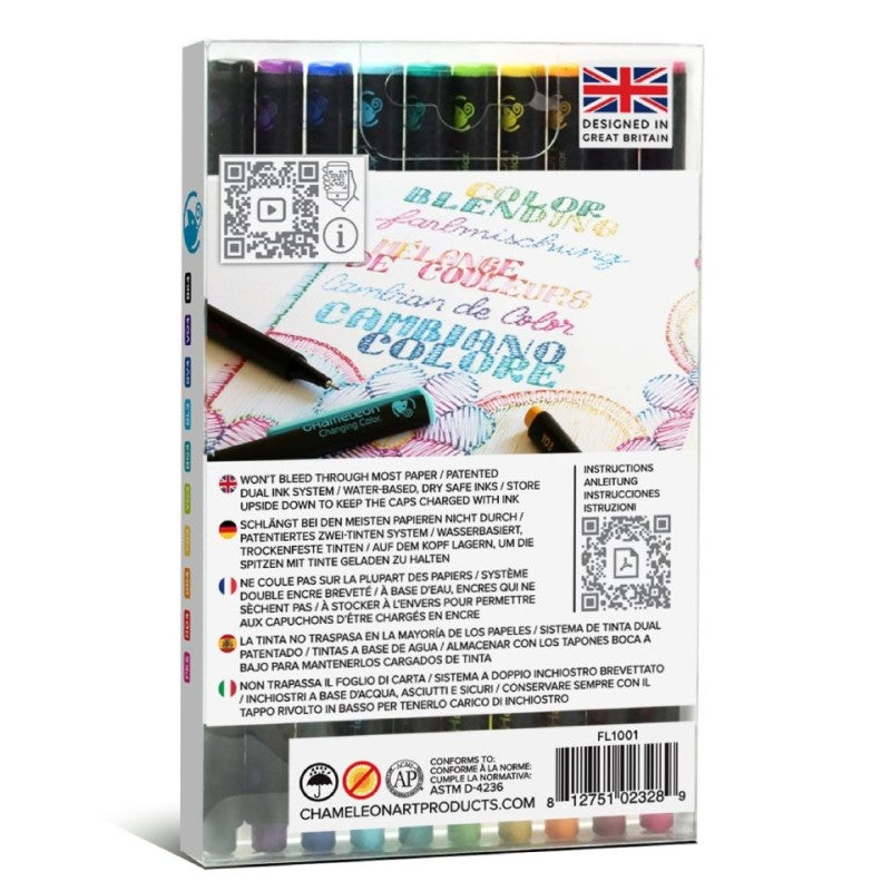 Chameleon FL1001 Fineliner Set – 10 Stk., 0,3 mm, sortiert