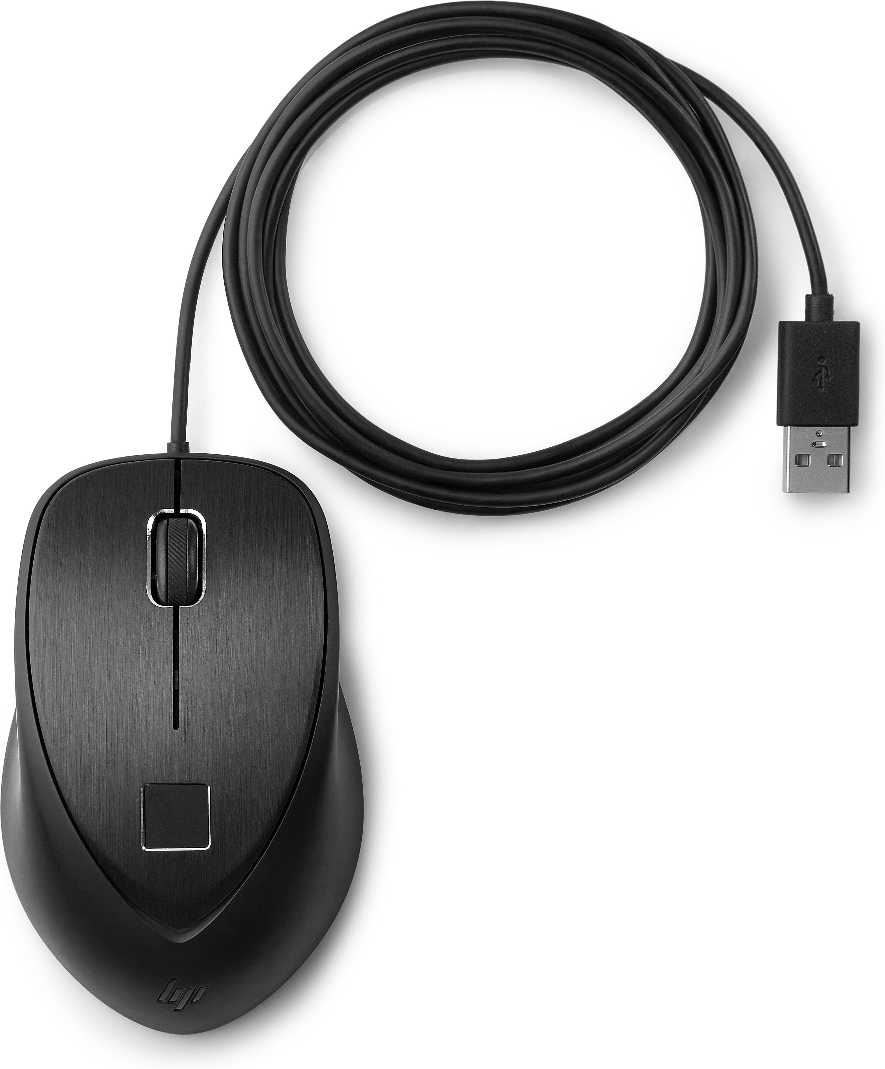 HP Maus – Kabelgebunden (USB-A), Fingerabdruckscanner, beidhändig, schwarz