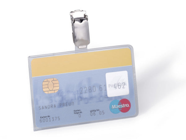 Durable Namensschild mit Clip – 85 × 54 mm – Kunststoff – transparent – 25 Stk.