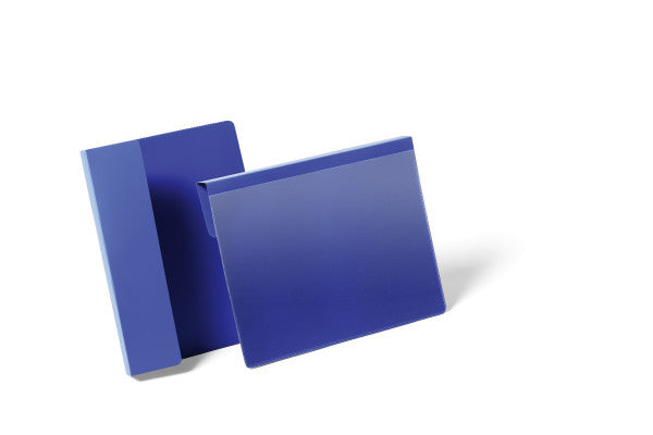 Durable Kennzeichnungstaschen – 210 × 148 mm, blau, wiederablösbar, 50er-Pack