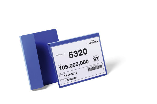 Durable Kennzeichnungstaschen – 210 × 148 mm, blau, wiederablösbar, 50er-Pack