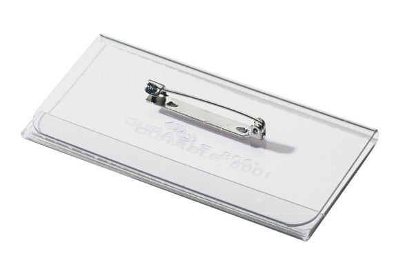 Durable Namensschild – 75 × 40 mm – Plattennadel, transparent – Pack à 100