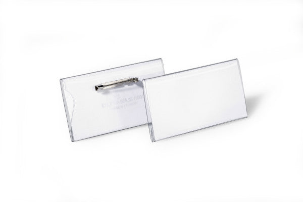 Durable Namensschild – 75 × 40 mm – Plattennadel, transparent – Pack à 100