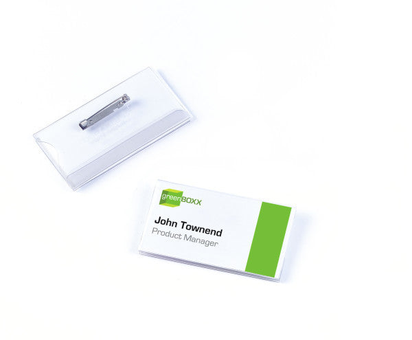 Durable Namensschild – 75 × 40 mm – Plattennadel, transparent – Pack à 100