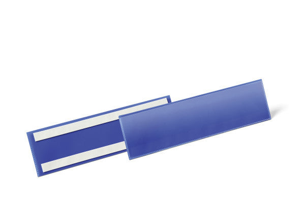Durable Kennzeichnungstaschen – 297 × 74 mm, blau, selbstklebend, 50er-Pack