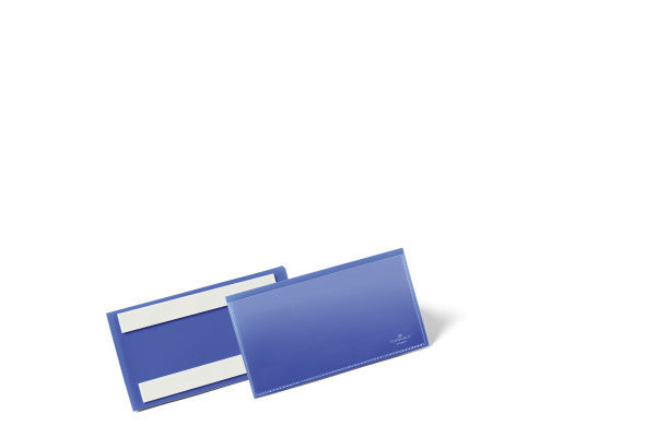 Durable Kennzeichnungstaschen – 150 × 67 mm, blau, Kunststoff, selbstklebend