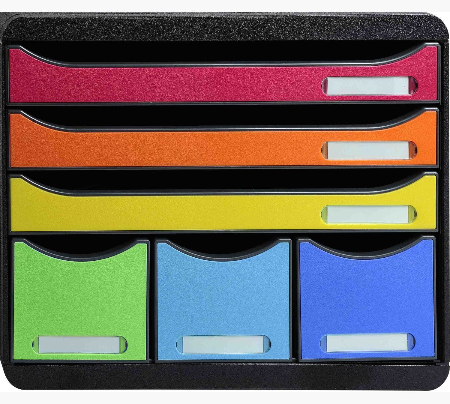 Exacompta 306798D – Schubladenbox – 6 Schubladen, A4+, Schwarz/Mehrfarbig, Kunststoff, 270 × 355 × 271 mm