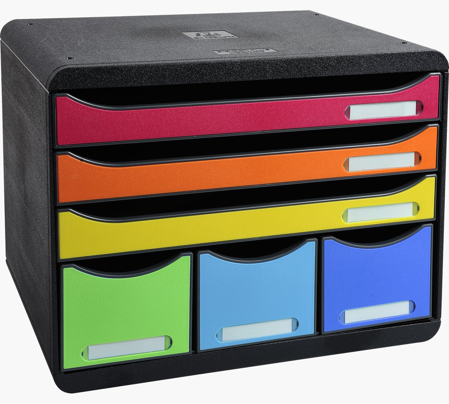 Exacompta 306798D – Schubladenbox – 6 Schubladen, A4+, Schwarz/Mehrfarbig, Kunststoff, 270 × 355 × 271 mm