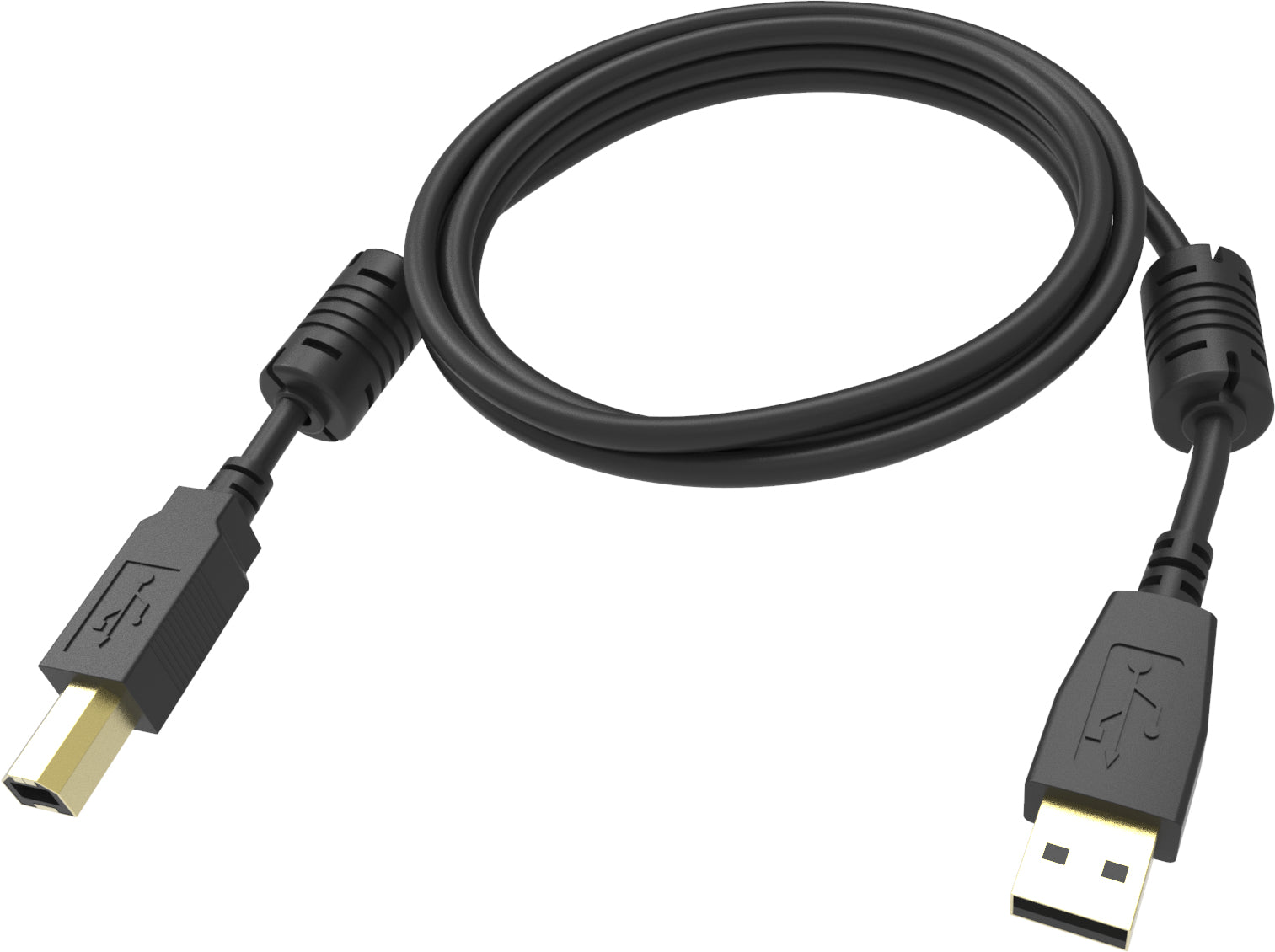 Vision USB-Kabel USB-A auf USB-B – USB 2.0 (480 Mbit/s) – 2 m – Goldstecker, HDPE-Mantel – Schwarz