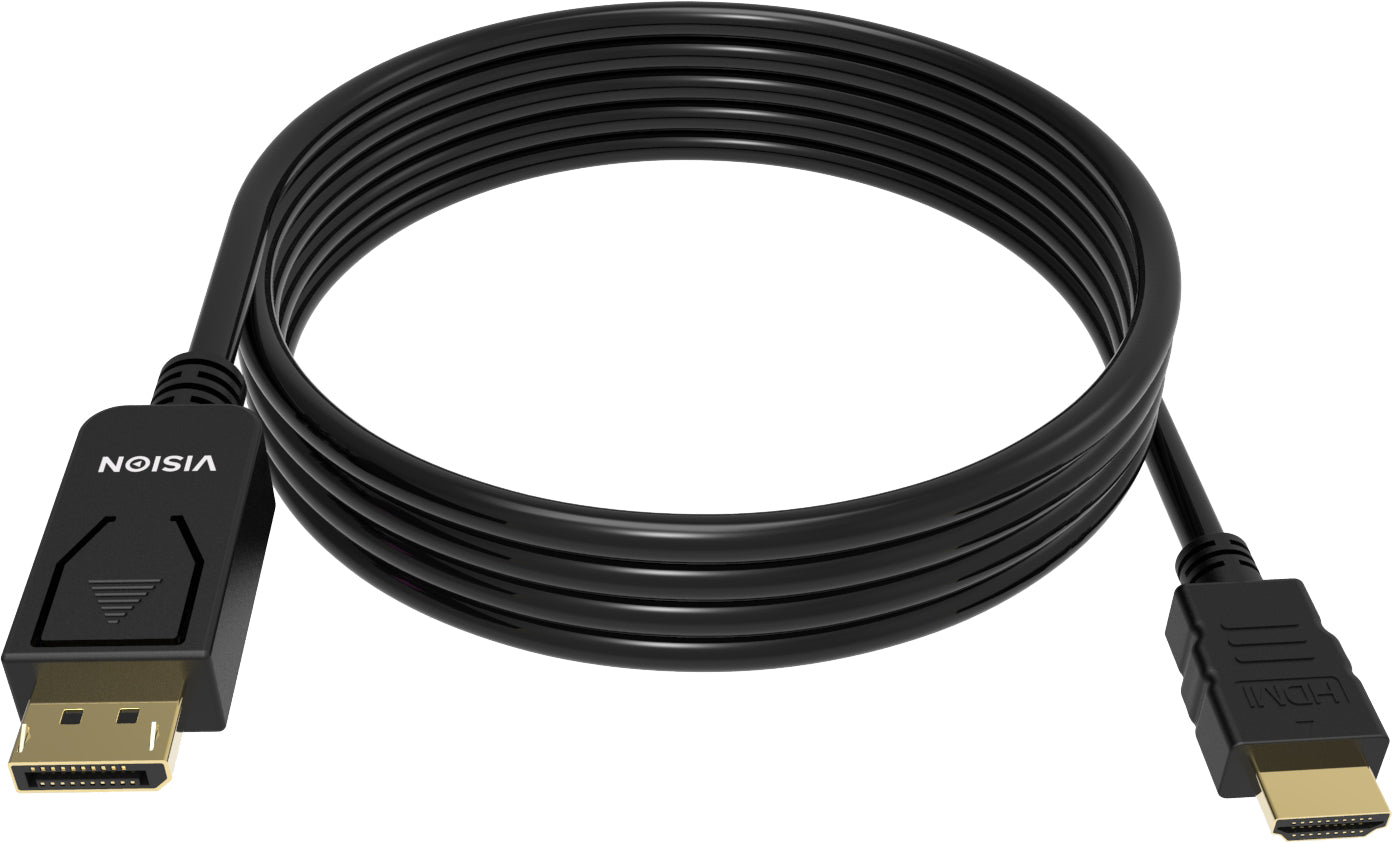 Vision TC 2MDPHDMI/BL Kabel DisplayPort zu HDMI – 4K (3840 × 2160) @ 30 Hz, 2 m, HDMI 2.0, Schwarz