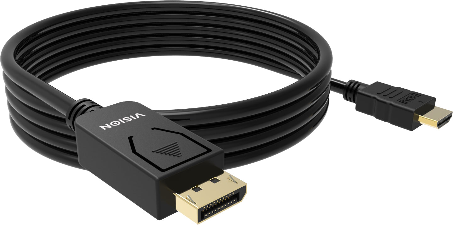 Vision TC 2MDPHDMI/BL Kabel DisplayPort zu HDMI – 4K (3840 × 2160) @ 30 Hz, 2 m, HDMI 2.0, Schwarz