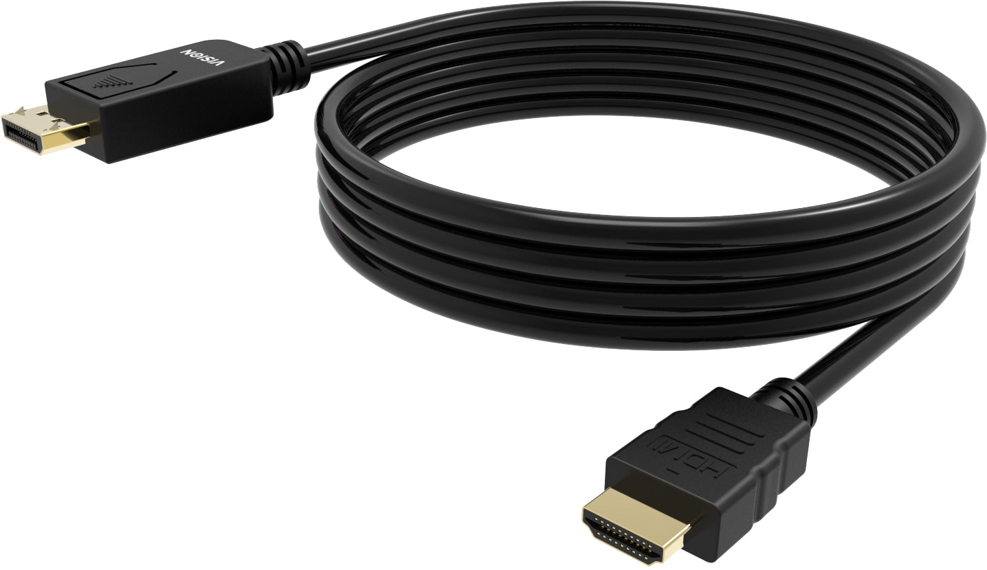 Vision TC 2MDPHDMI/BL Kabel DisplayPort zu HDMI – 4K (3840 × 2160) @ 30 Hz, 2 m, HDMI 2.0, Schwarz