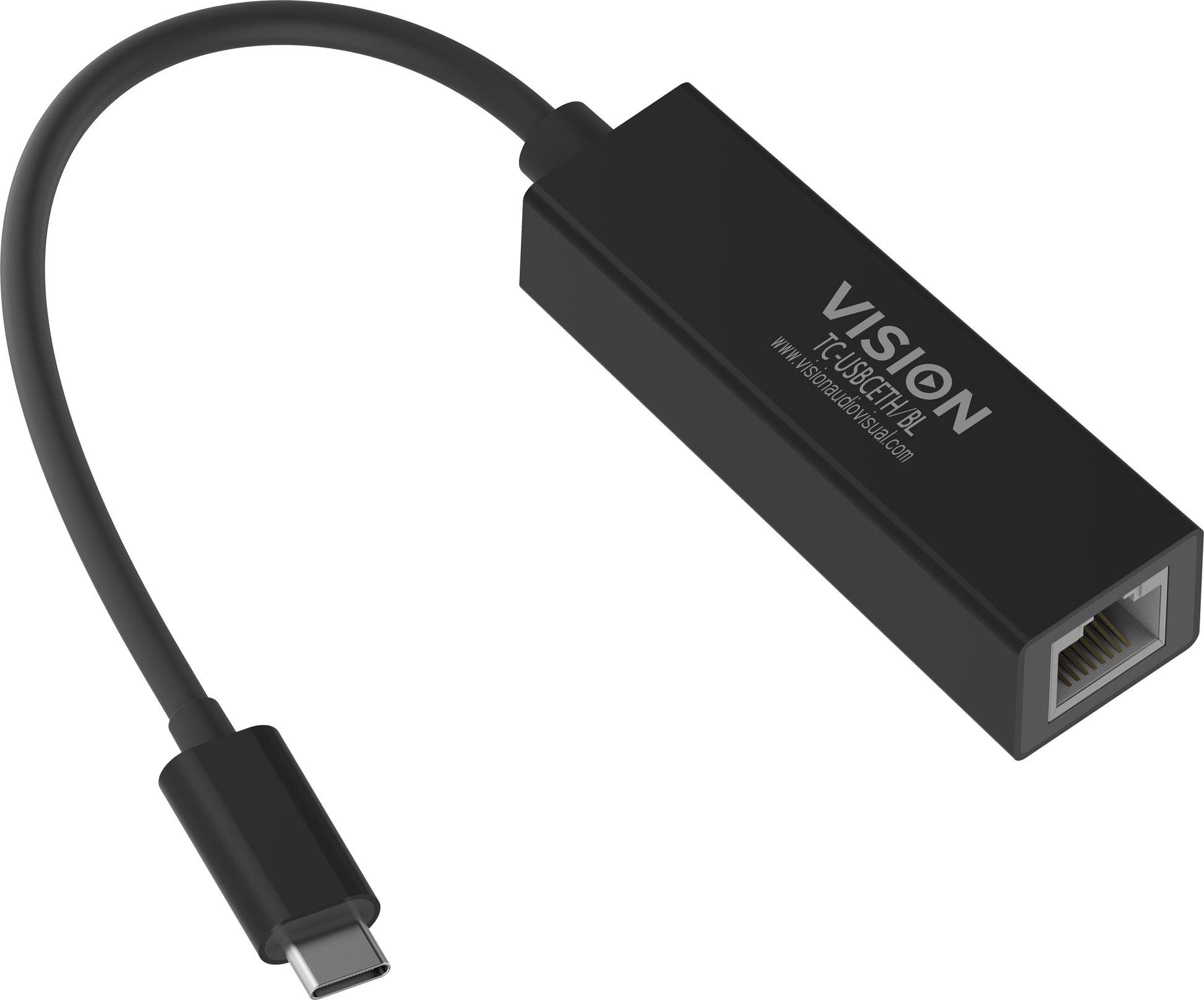 Vision TC-USBCETH/BL Netzwerkadapter USB-C zu RJ-45 – 1 Gbit/s (10/100/1000 Mbit/s), Schwarz