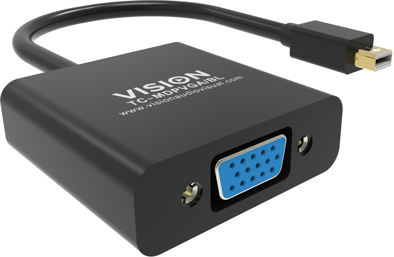 Vision TC-MDPVGA/BL Adapter Mini DisplayPort zu VGA – 1920 × 1080 – Schwarz