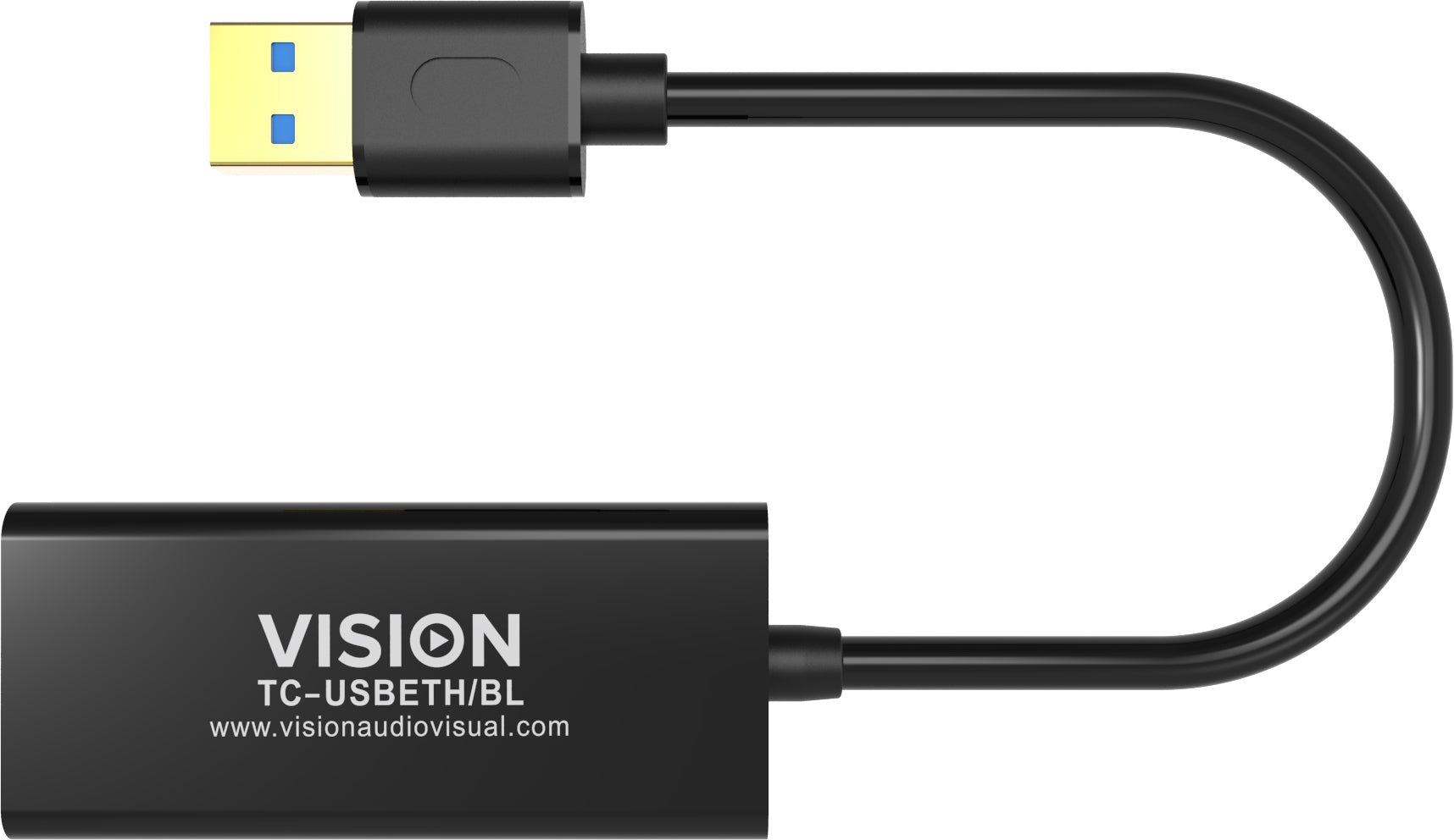 Vision TC-USBETH/BL Netzwerkadapter USB zu RJ-45 – 10/100 Mbit/s, 1× RJ-45, für Windows/Mac – Schwarz
