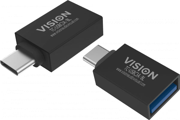 Vision TC-USBC3A/BL Adapter USB-C zu USB-A – USB 3.2 Gen 1 (5 Gbit/s), Männlich zu Weiblich, Schwarz
