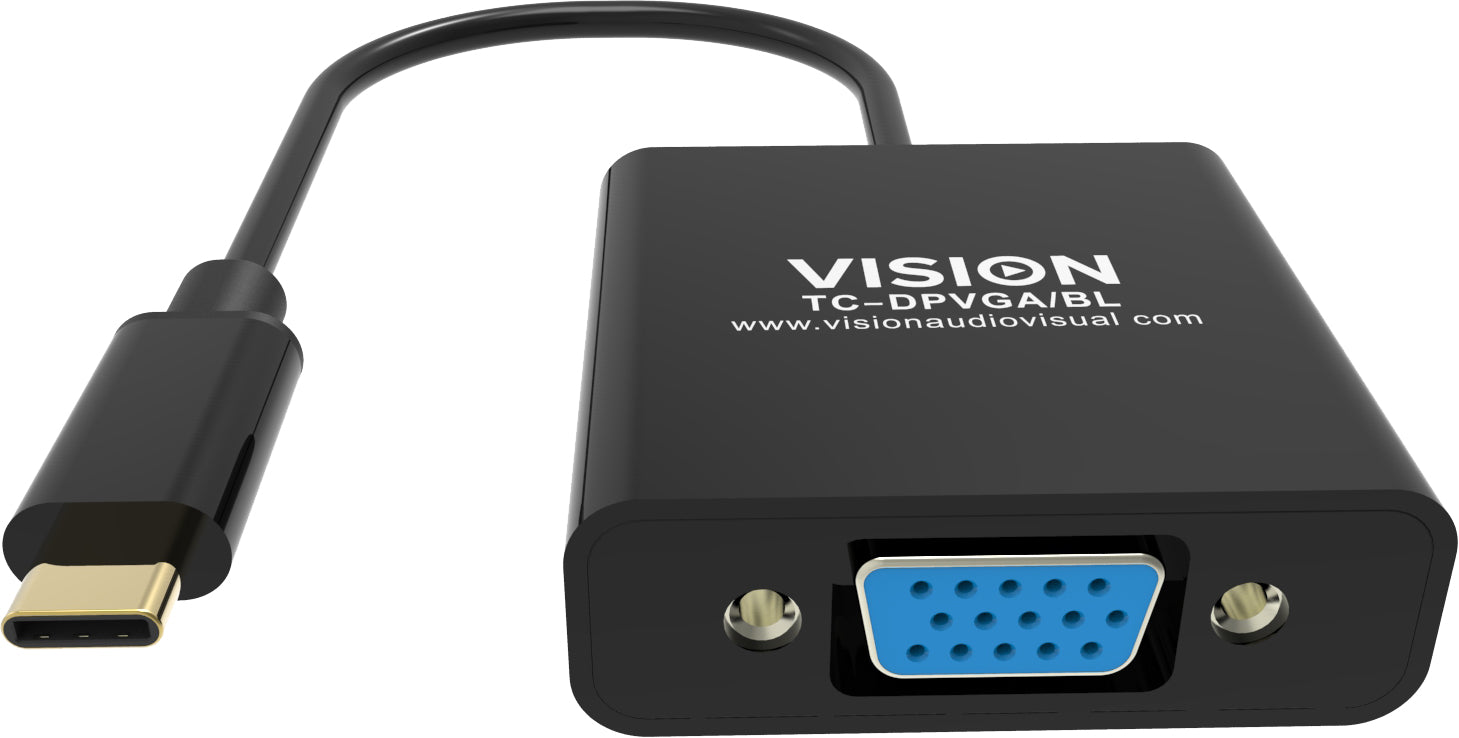 Vision TC-USBCVGA/BL USB-C zu VGA Adapter – 1920 × 1080, Schwarz