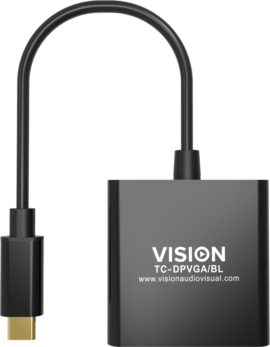 Vision TC-USBCVGA/BL USB-C zu VGA Adapter – 1920 × 1080, Schwarz