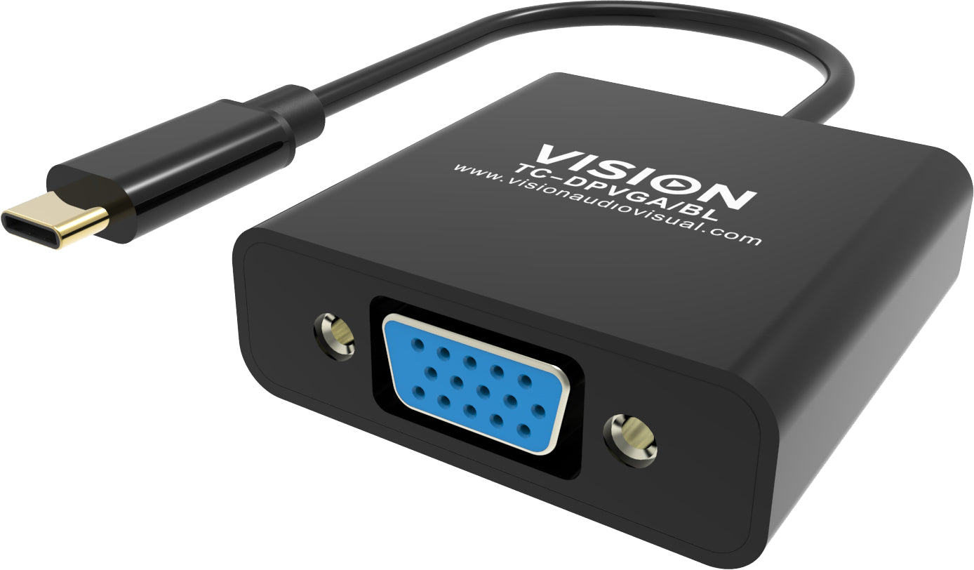 Vision TC-USBCVGA/BL USB-C zu VGA Adapter – 1920 × 1080, Schwarz